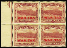 1918-1919. DOMINICA. Roseau Harbour And City WAR TAX / THREE PENCE. In Never Hinged 4bloc.  (MICHEL 54) - JF536061 - Dominique (...-1978)