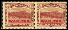 1918-1919. DOMINICA. Roseau Harbour And City WAR TAX / THREE PENCE. In Never Hinged Pair.  (MICHEL 54) - JF536067 - Dominica (...-1978)