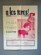Programme Gran Corrida De Toros Plaza De  Toros De Bayonne Vendredi 15 Août 1952 - Programs