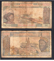 5000 Francs CFA, 1987 A, Côte D'Ivoire, Y.9, 187429, Banque France, P#_08, Banque Centrale États De L'Afrique De L'Ouest - États D'Afrique De L'Ouest