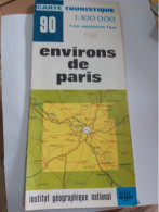 133 // CARTE TOURISTIQUE IGN  ENVIRONS DE PARIS - Altri & Non Classificati