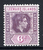 Leeward Islands 1938-51 KGVI Definitives - 6d Deep Dull Purple & Bright Purple - Ordinary Paper HM (SG 109a) - Leeward  Islands