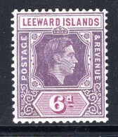 Leeward Islands 1938-51 KGVI Definitives - 6d Deep Dull Purple & Bright Purple - Ordinary Paper HM (SG 109a) - Leeward  Islands