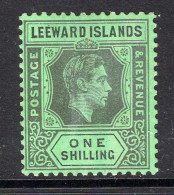Leeward Islands 1938-51 KGVI Definitives - 1/- Black On Emerald - Ordinary Paper HM (SG 110b) - Leeward  Islands