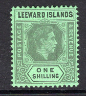 Leeward Islands 1938-51 KGVI Definitives - 1/- Grey & Black On Emerald HM (SG 110ba) - Leeward  Islands