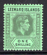 Leeward Islands 1938-51 KGVI Definitives - 1/- Grey & Black On Emerald HM (SG 110ba) - Leeward  Islands