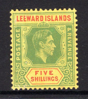 Leeward Islands 1938-51 KGVI Definitives - 5/- Bright Green & Red On Yellow VLHM (SG 112c) - Gum Tone - Leeward  Islands