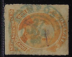 Brazil 1866 Stamp RHM-29 Emperor Pedro II 500 Réis Cancel Postmark Bemposta Small Cut (catalog US$50) - Usados