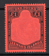 Leeward Islands 1938-51 KGVI Definitives - £1 Purple & Black On Carmine MNH (SG 114a) - Leeward  Islands