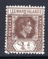 Leeward Islands 1938-51 KGVI Definitives - ¼d Deep Brown Used (SG 95a) - Leeward  Islands