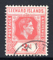 Leeward Islands 1938-51 KGVI Definitives - 2d Scarlet Used (SG 104) - Leeward  Islands