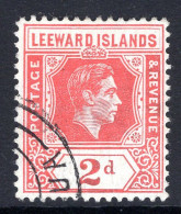 Leeward Islands 1938-51 KGVI Definitives - 2d Scarlet Used (SG 104) - Leeward  Islands