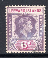 Leeward Islands 1938-51 KGVI Definitives - 6d Deep Dull Purple & Bright Purple - Ordinary Paper Used (SG 109a) - Leeward  Islands
