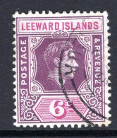 Leeward Islands 1938-51 KGVI Definitives - 6d Purple & Deep Magenta Used (SG 109b) - Leeward  Islands