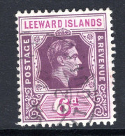 Leeward Islands 1938-51 KGVI Definitives - 6d Purple & Deep Magenta Used (SG 109b) - Leeward  Islands