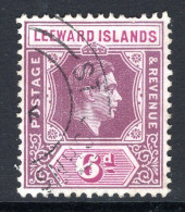 Leeward Islands 1938-51 KGVI Definitives - 6d Purple & Deep Magenta Used (SG 109b) - Leeward  Islands