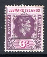 Leeward Islands 1938-51 KGVI Definitives - 6d Purple & Deep Magenta Used (SG 109b) - Leeward  Islands