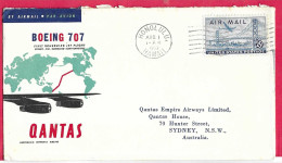 FIRST FLIGHT  B707 QANTAS FROM HONOLULU TO SIDNEY *AUG 1, 1959* ON OFFICIAL COVER - First Flight Covers
