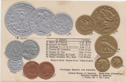 AK Vereinigte Staaten Von Amerika - Münz-Geld - Währungstabelle - Relief - Money - Argent - Geld - Münzen (Abb.)