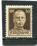 ITALIA - 1944  30c  DEFINITIVE  WMK  MINT NH - Neufs