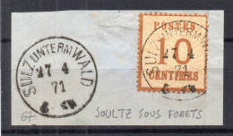 !!! ALSACE LORRAINE, N°5 CACHET DE SOULTZ SOUS FORETS SUR FRAGMENT - Gebruikt