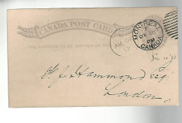 52865 ) Canada Postal Stationery Montreal 1883 Postmark Duplex  - 1860-1899 Règne De Victoria