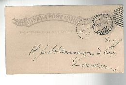 52865 ) Canada Postal Stationery Montreal 1883 Postmark Duplex  - 1860-1899 Reinado De Victoria