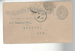 52869 ) Canada Postal Stationery Montreal 1888 Postmark Duplex  - 1860-1899 Victoria