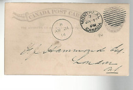 52875 ) Canada Postal Stationery Montreal 1884 Postmark  Duplex - 1860-1899 Reinado De Victoria
