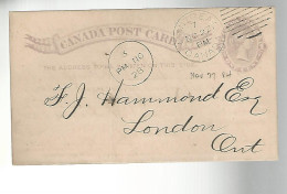 52876 ) Canada Postal Stationery Montreal 1884 Postmark  Duplex - 1860-1899 Reinado De Victoria