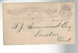 52876 ) Canada Postal Stationery Montreal 1884 Postmark  Duplex - 1860-1899 Regno Di Victoria
