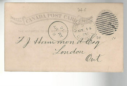 52877 ) Canada Postal Stationery Montreal 1884 Postmark  Duplex - 1860-1899 Reign Of Victoria