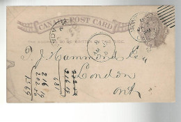 52878 ) Canada Postal Stationery Montreal 1885 Postmark  Duplex - 1860-1899 Victoria