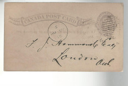 52883 ) Canada Postal Stationery Montreal Postmark  Duplex 1886 - 1860-1899 Reinado De Victoria