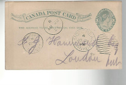 52885 ) Canada Postal Stationery Montreal Postmark  Duplex 1890 - 1860-1899 Regno Di Victoria