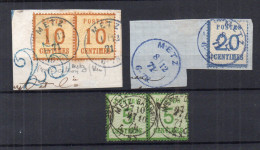 !!! LOT D'OBLITERATIONS DE METZ SUR TIMBRES D'ALSACE LORRAINE - Usados