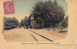 NESLES LA VALLEE                  GARE ET CHEMIN DE FER ECONOMIQUE                    TRAIN AU DEPART       COLORISEE - Nesles-la-Vallée