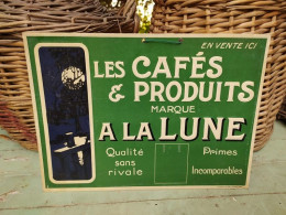 Ancien Carton Publicitaire Les Cafés & Produits Marque A La Lune Calendrier Éphéméride. - Plaques En Carton