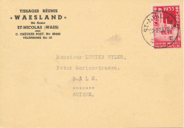 Belgium Carte Postale Sent To Switzerland St. Niklaas 27-2-1935 - Covers & Documents