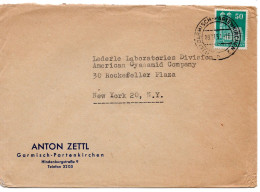 70127 - Bund - 1951 - 50Pfg Bauten EF A Bf GARMISCH-PARTENKIRCHEN -> New York, NY (USA) - Cartas & Documentos