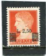 ITALIA - 1945  2.50c  On  1.75c  OVERPRINTED  MINT NH - Ongebruikt