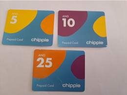 CURACAO PREPAID / CHIPPIE 3X  PREPAID CARD  ANG  5,- + 10, + 25,-  DATE -31-12-2023 +31-12-2024 / USED CARDS **15452 ** - Antillen (Niederländische)
