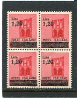 ITALIA - 1945  1.20c  On  20c  OVERPRINTED  BLOCK OF 4  MINT NH - Neufs