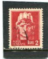 ITALIA - 1945  2 L  DEFINITIVE  WMK  FINE USED - Oblitérés