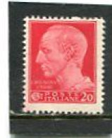 ITALIA - 1945  20c  DEFINITIVE   NO  WMK   MINT NH - Ongebruikt