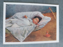 KOREA NORTH PROPAGANDA Postcard "DAUGHTER" By Pak Koen Nan - Children - Little Girl Sleeping 1960 - Corea Del Norte