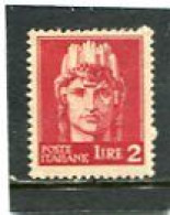 ITALIA - 1945  2 L  DEFINITIVE   NO  WMK  MINT NH - Ungebraucht