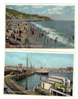 2 BELLES CARTES PHOTO COLORISÉES : THE HARBOUR, FOLKESTONE - THE BEACH, EAST CLIFF, FOLKESTONE - ANGLETERRE - Folkestone