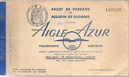 BILLET AVION-31/05/1950-Cie AIGLE-AZUR-PARIS-FORT LAMY-TCHAD-BE-RARE - Welt