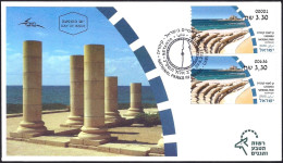 ISRAEL 2023 - National Parks In Israel - Caesarea National Park - Phil. Service # 001 & Netanya # 636 ATM Labels - FDC - Archéologie